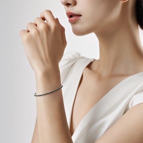 Bransoletka tenisowa Luminy 3,0mm: białe złoto, czarne diamenty